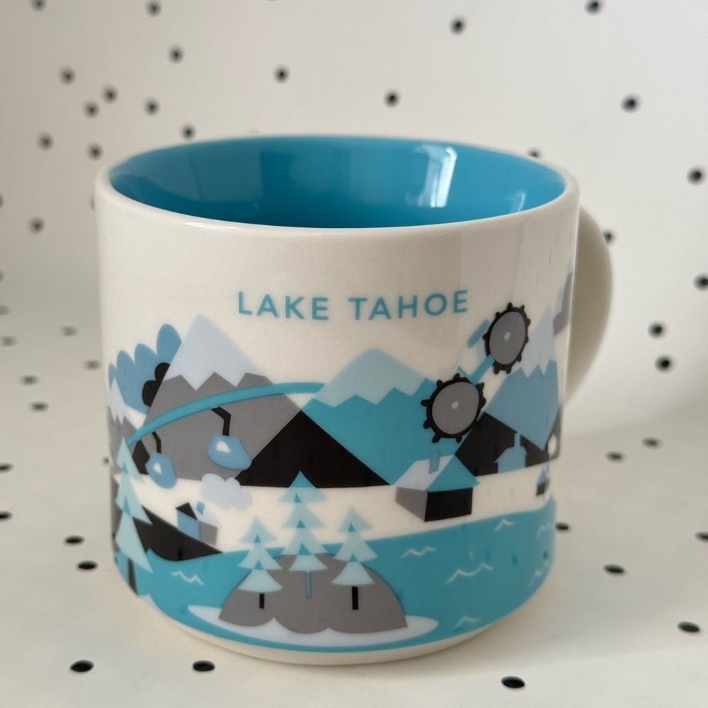 🤎 Starbucks 🤎 Lake Tahoe 🩵 Blue Ceramic Mug 14oz rare sold out